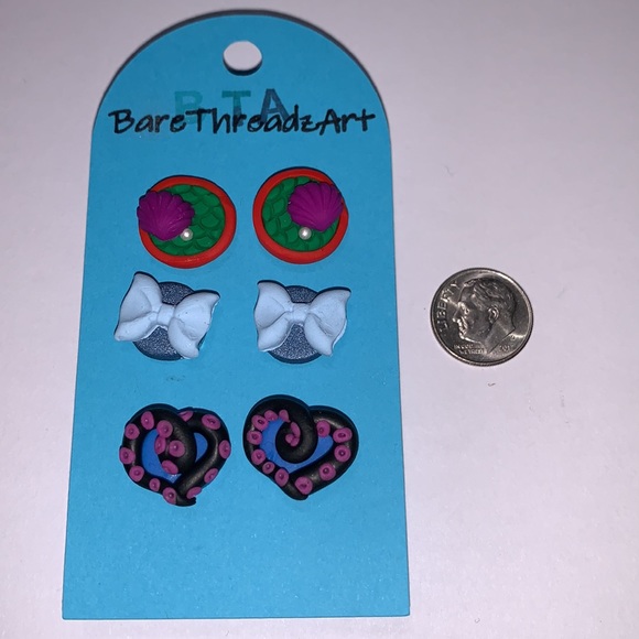 Little Mermaid Inspired Earring Set, Handmade, NWT - Picture 7 of 7